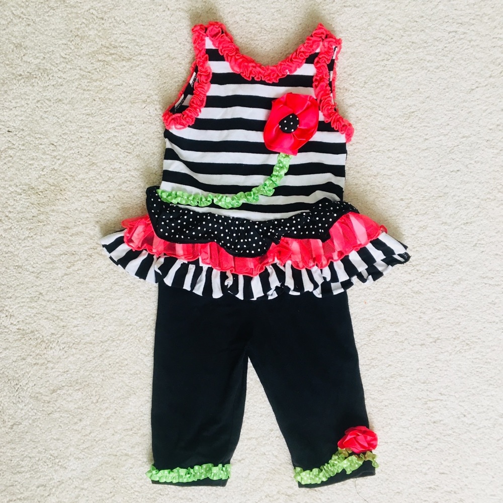 Rare Editions Stripes and Polkadots Flower Outfit
